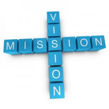 Blocks spelling out MISSION and VISION intersecting at the second 'S' in MISSION